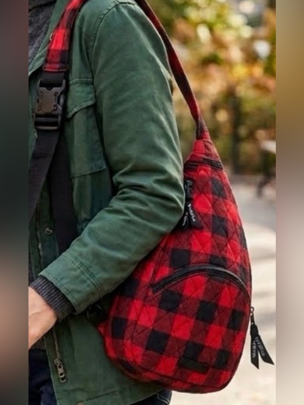Vera Bradley Red and Black Plaid Sling Belt Bag